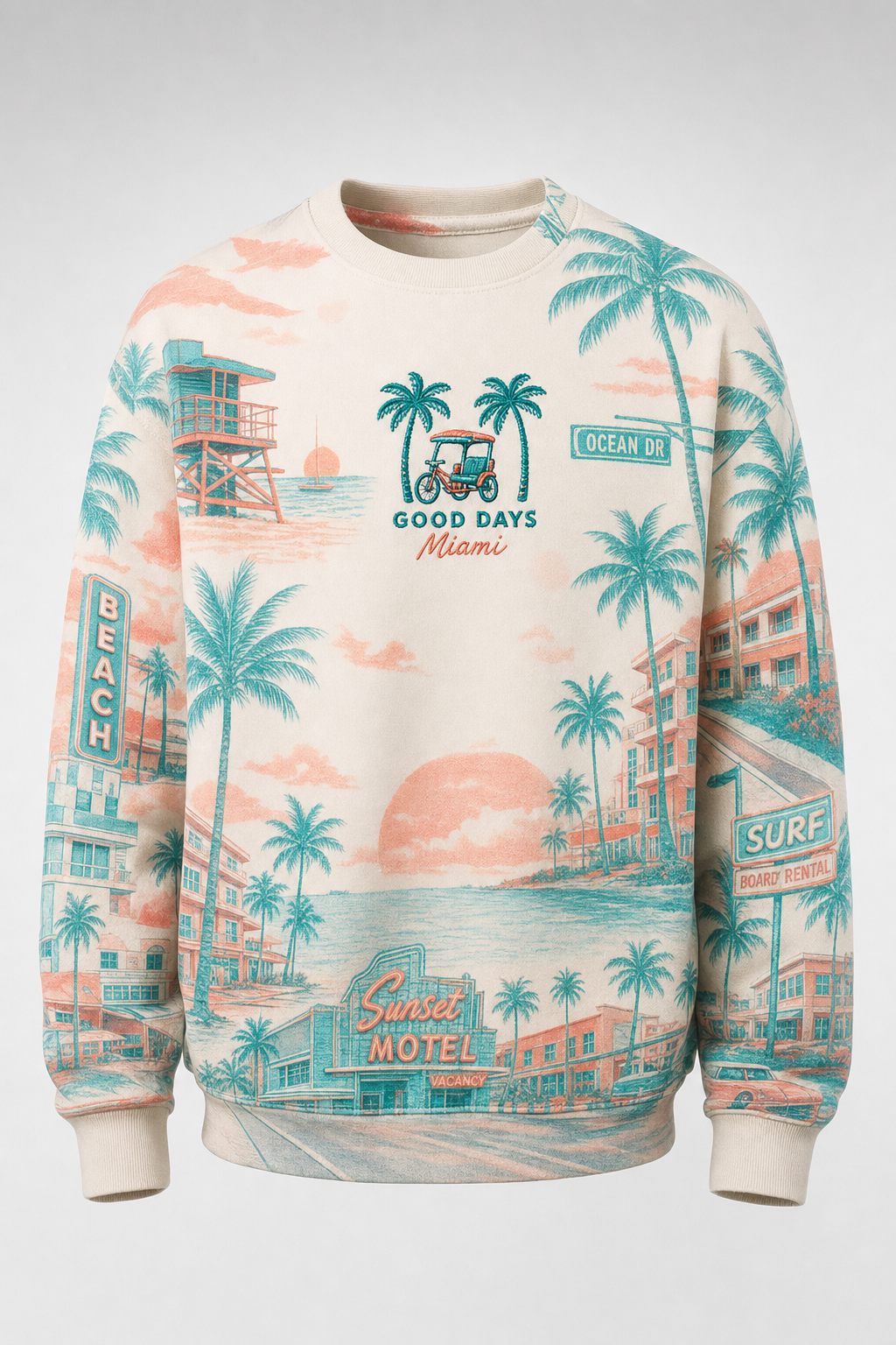 3D style showcase — 05 coastal tropical sweatshirt front