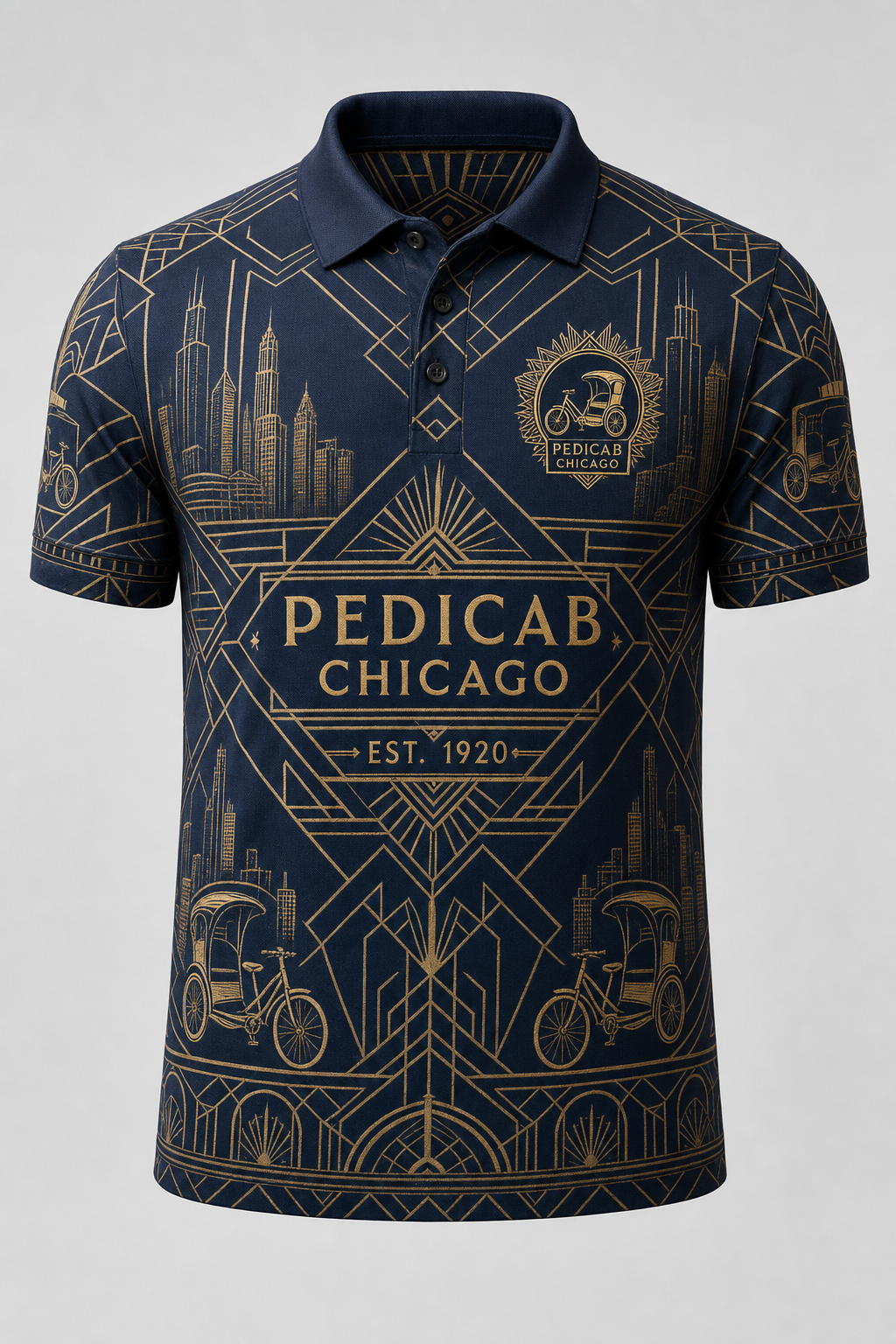 3D style showcase — 08 artdeco geometric polo front