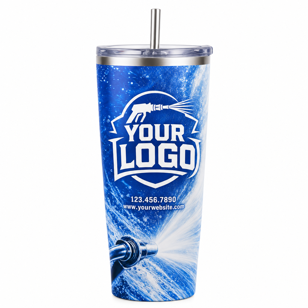 Hydro Blast custom crew tumbler