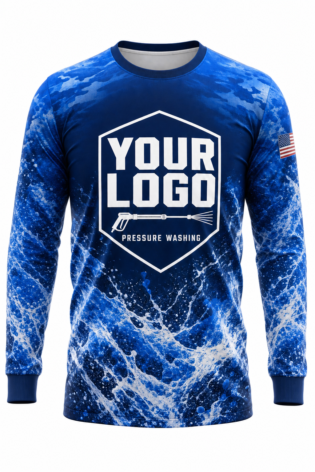 Hydro Camo custom pressure washing crew uniform Long Sleeve — front