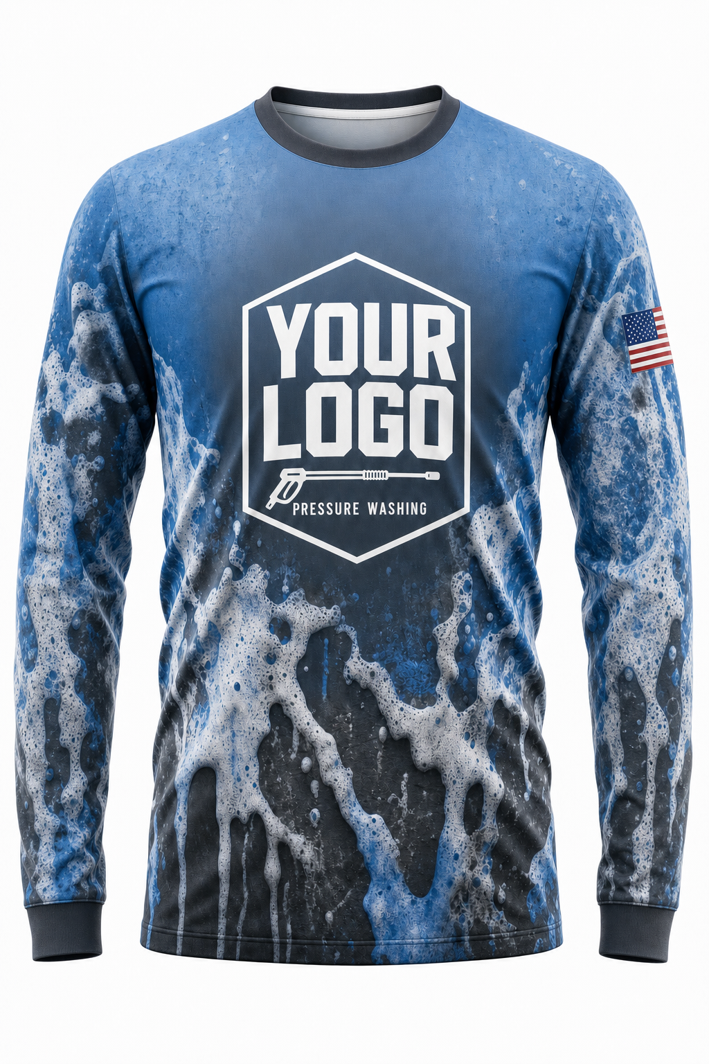 Foam Camo custom pressure washing crew uniform Long Sleeve — front