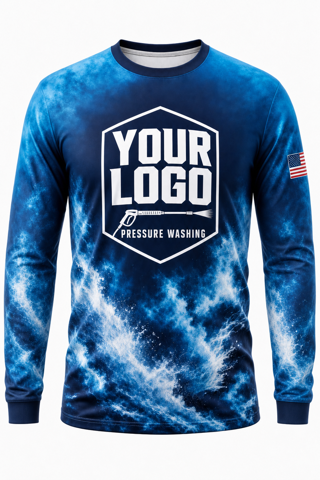 Mist Camo custom pressure washing crew uniform Long Sleeve — front