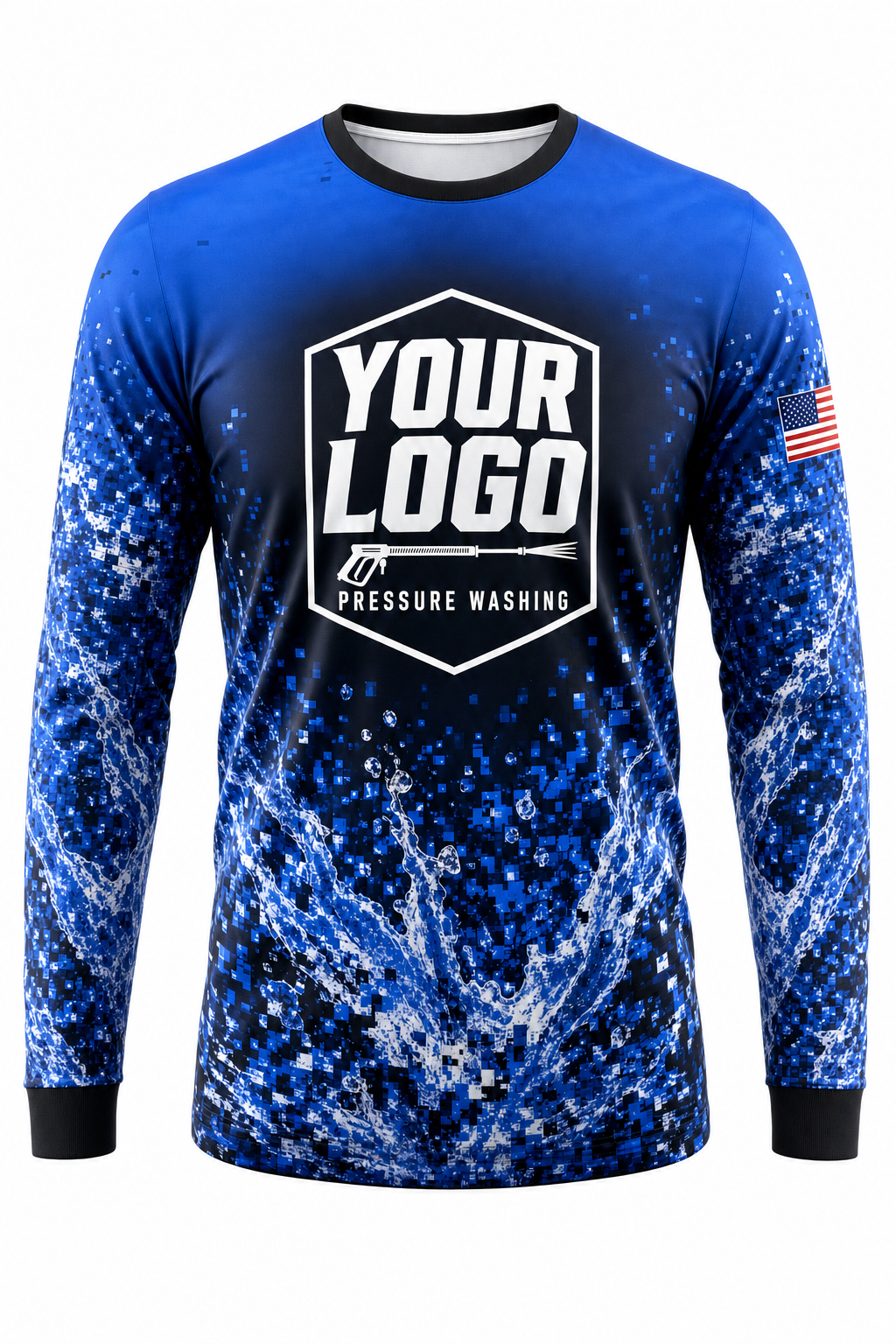 Digital Spray Camo custom pressure washing crew uniform Long Sleeve — front
