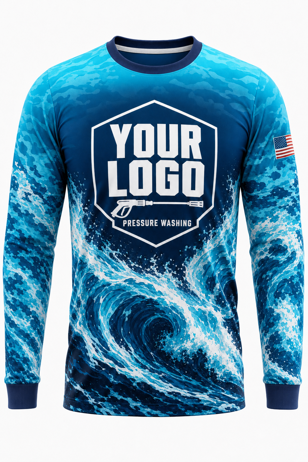 Tidal Camo custom pressure washing crew uniform Long Sleeve — front