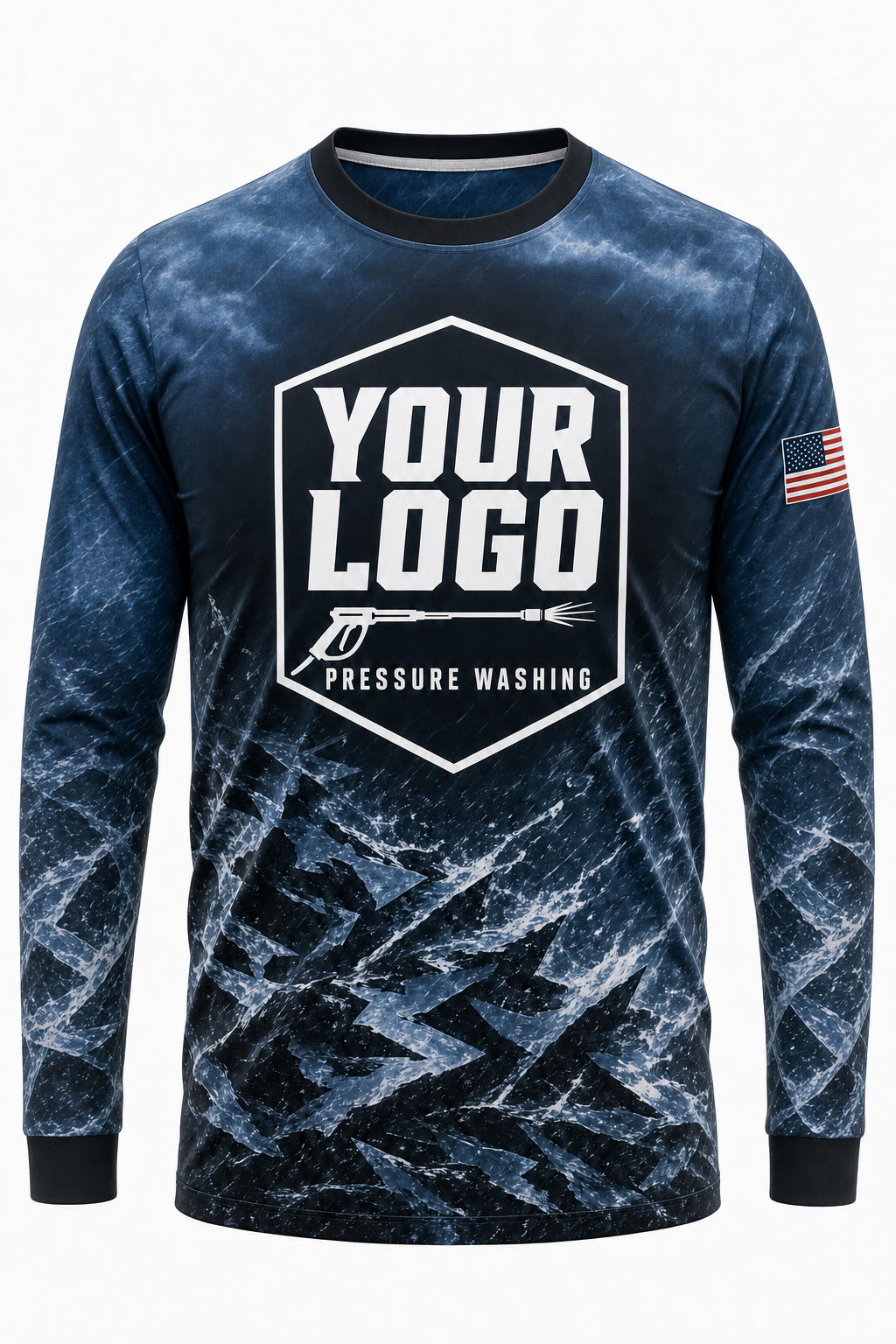 Storm Camo custom pressure washing crew uniform Long Sleeve — front