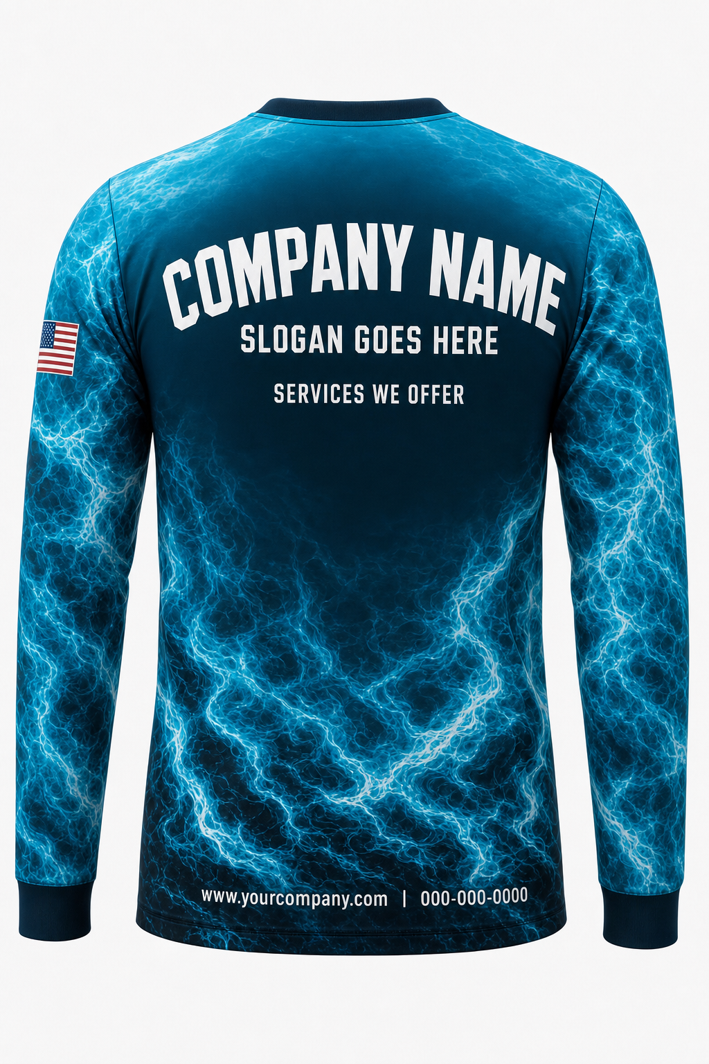 Deep Current Camo custom pressure washing crew uniform Long Sleeve — back