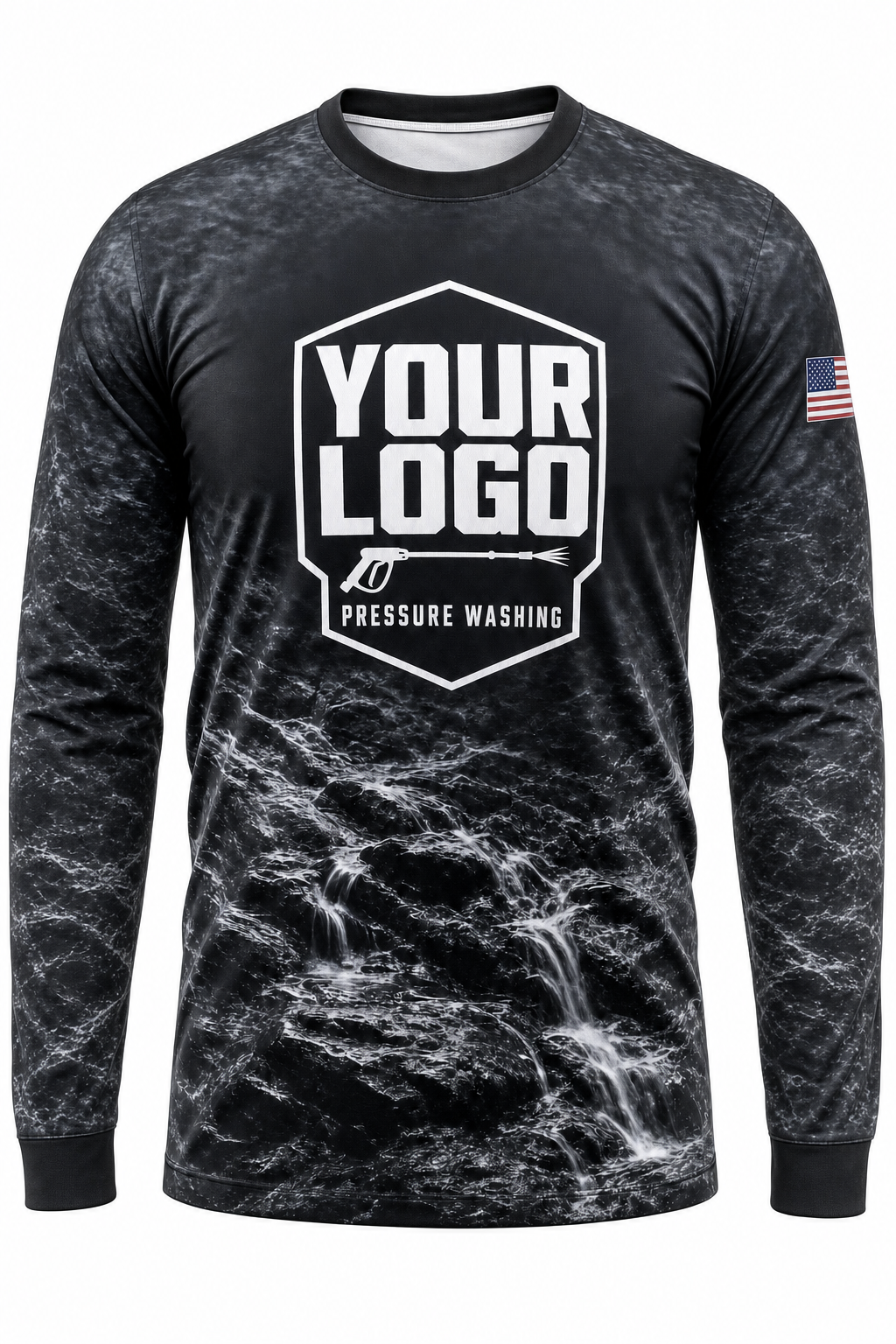 Blackout Camo custom pressure washing crew uniform Long Sleeve — front