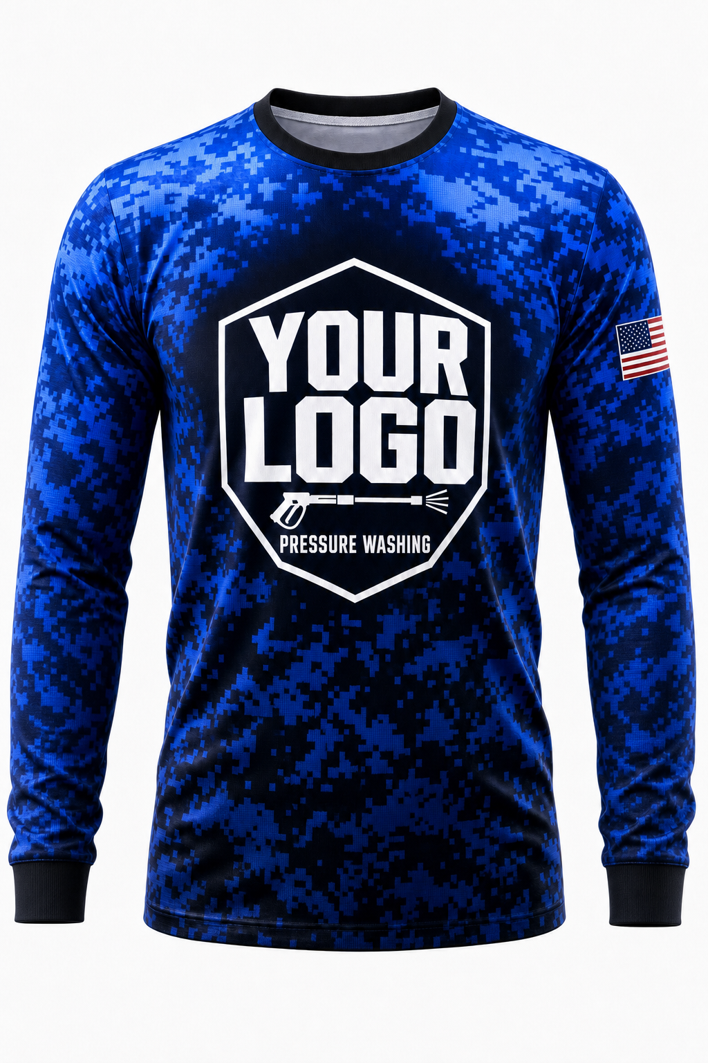 Pixel Camo custom pressure washing crew uniform Long Sleeve — front