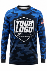 Woodland Camo custom pressure washing crew uniform Long Sleeve — front