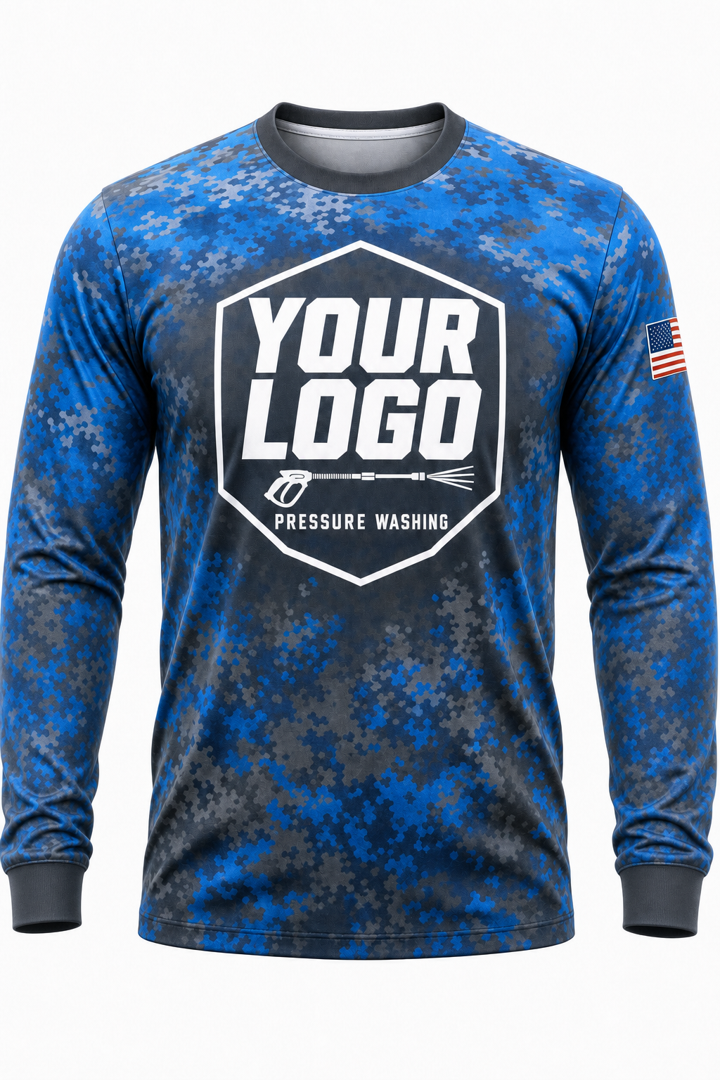 Speckle Camo custom pressure washing crew uniform Long Sleeve — front