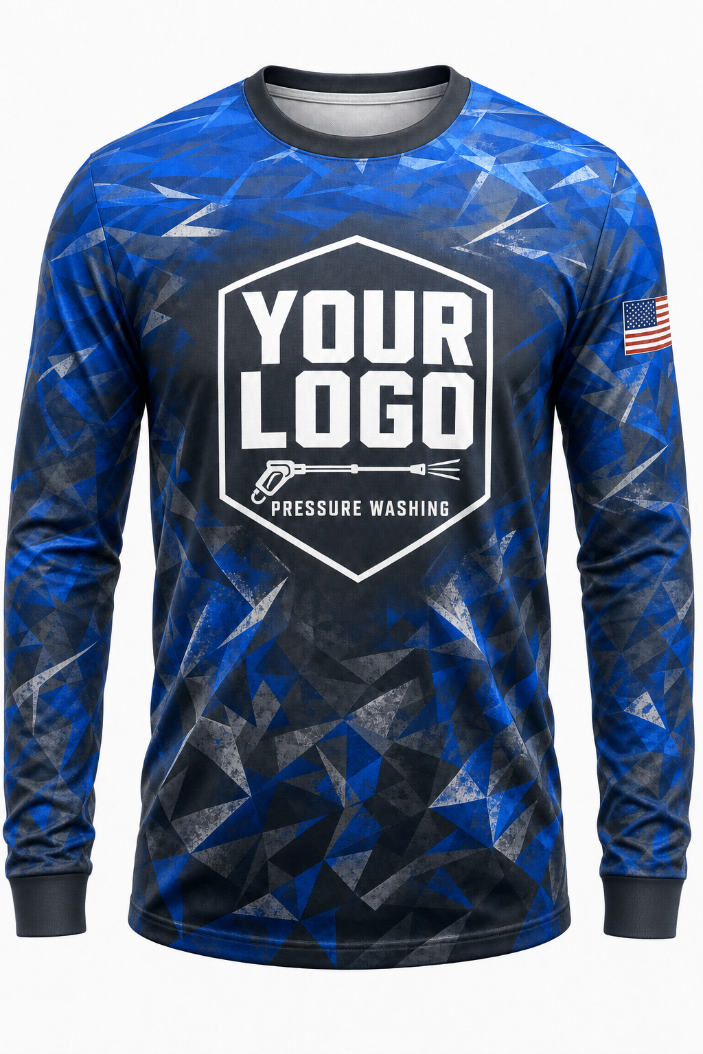Splinter Camo custom pressure washing crew uniform Long Sleeve — front