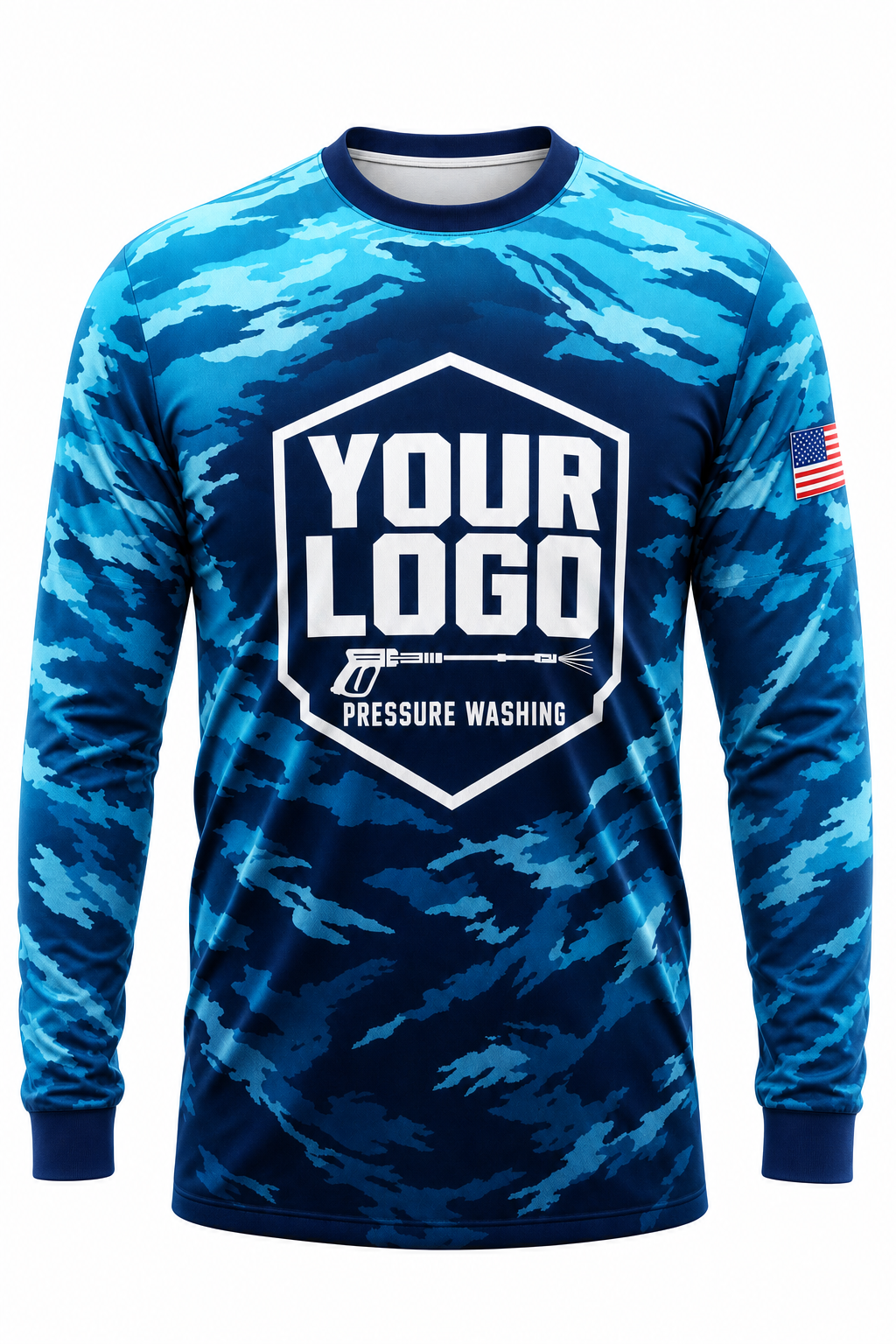 Brushstroke Camo custom pressure washing crew uniform Long Sleeve — front