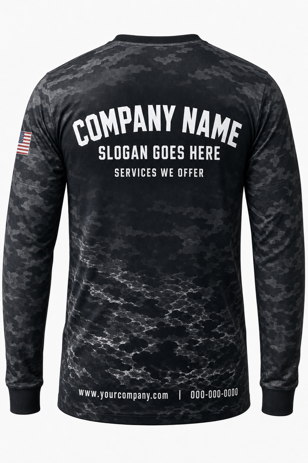 Night Ops Camo custom pressure washing crew uniform Long Sleeve — back