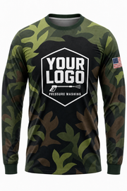 Lowland Leaf Camo custom pressure washing crew uniform Long Sleeve — front