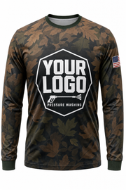 Highland Leaf Camo custom pressure washing crew uniform Long Sleeve — front