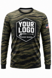 Jungle Tiger Camo custom pressure washing crew uniform Long Sleeve — front