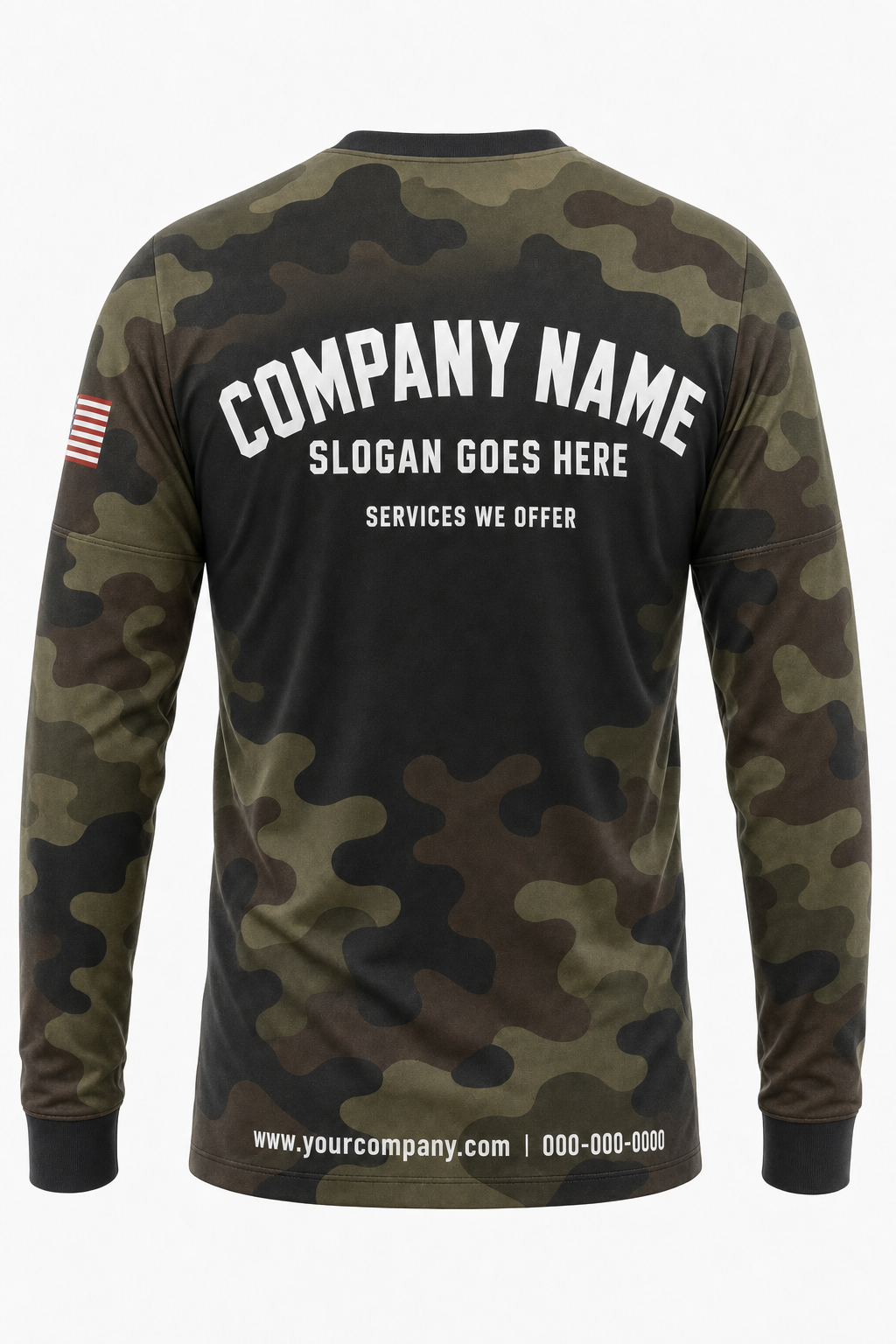 Field Woodland Camo custom pressure washing crew uniform Long Sleeve — back