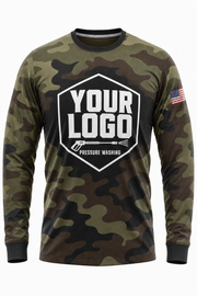 Field Woodland Camo custom pressure washing crew uniform Long Sleeve — front