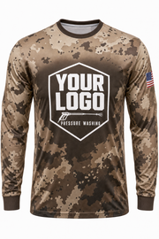 Desert Rock Camo custom pressure washing crew uniform Long Sleeve — front