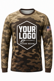 Desert Tri Camo custom pressure washing crew uniform Long Sleeve — front