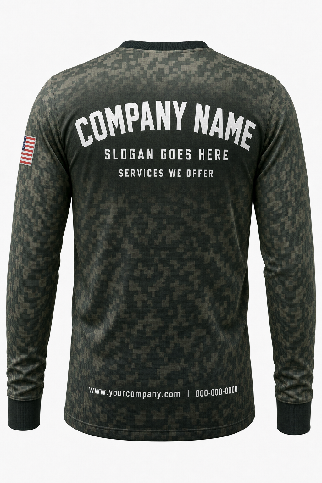 Night Grid Camo custom pressure washing crew uniform Long Sleeve — back