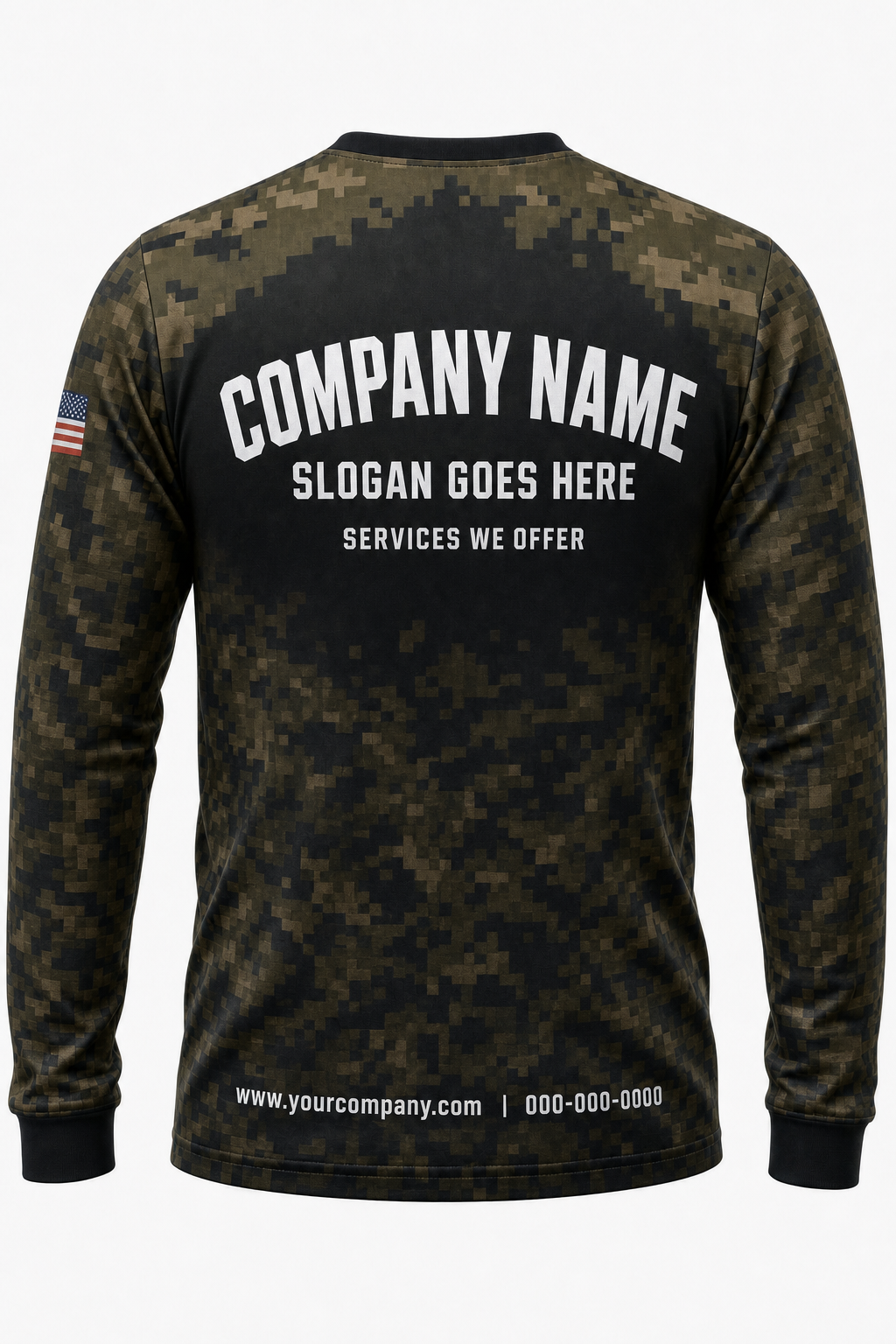 Forest Pixel Camo custom pressure washing crew uniform Long Sleeve — back