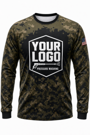 Forest Pixel Camo custom pressure washing crew uniform Long Sleeve — front