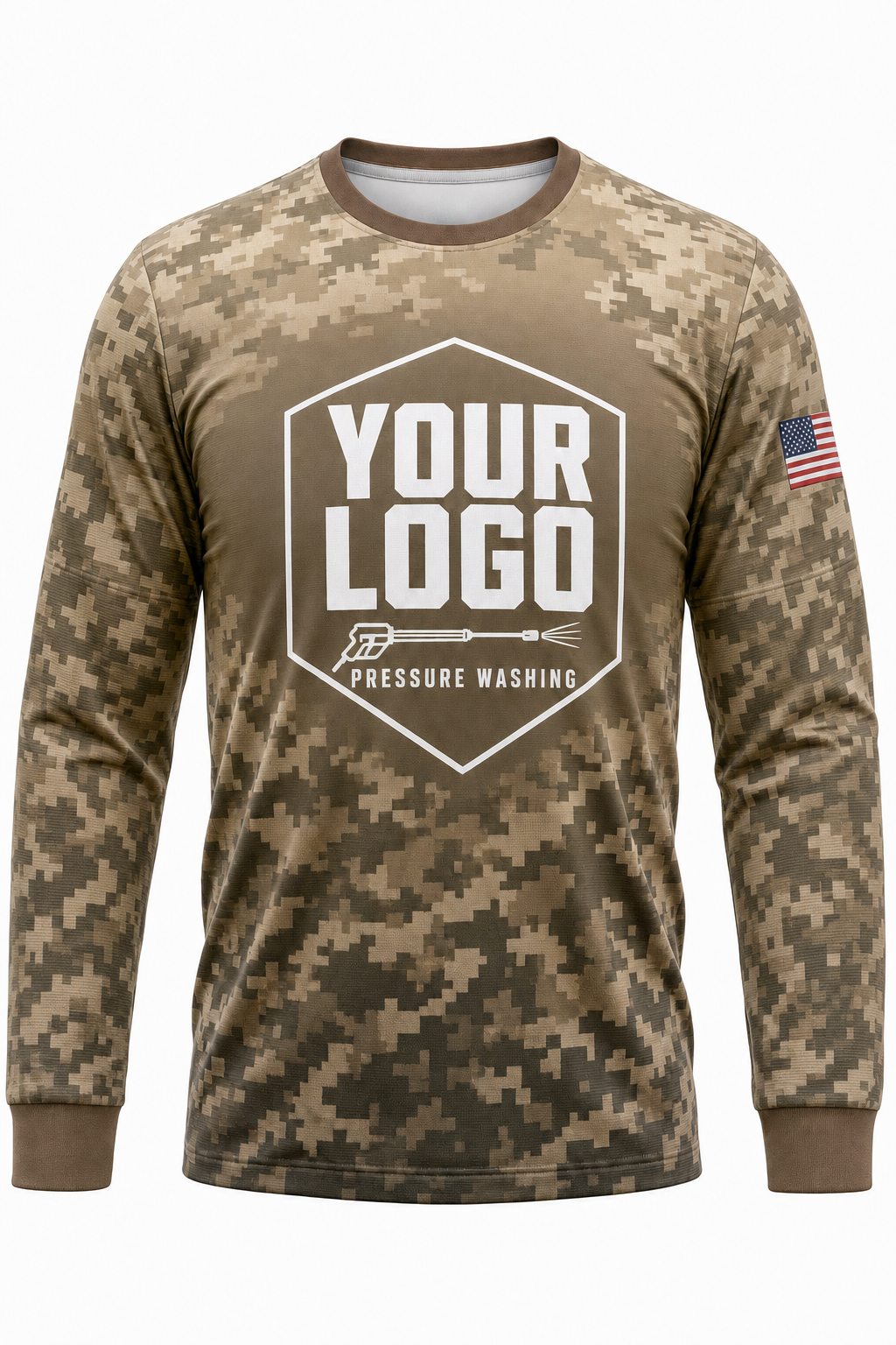 Dune Pixel Camo custom pressure washing crew uniform Long Sleeve — front