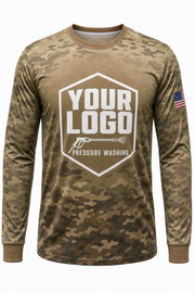 Coastal Pixel Camo custom pressure washing crew uniform Long Sleeve — front