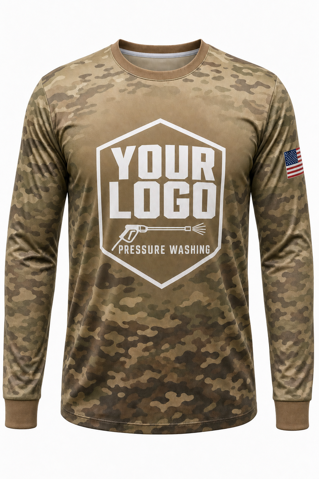 Coastal Pixel Camo custom pressure washing crew uniform Long Sleeve — front