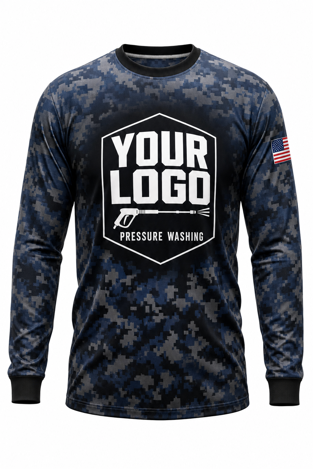 Harbor Digital Camo custom pressure washing crew uniform Long Sleeve — front