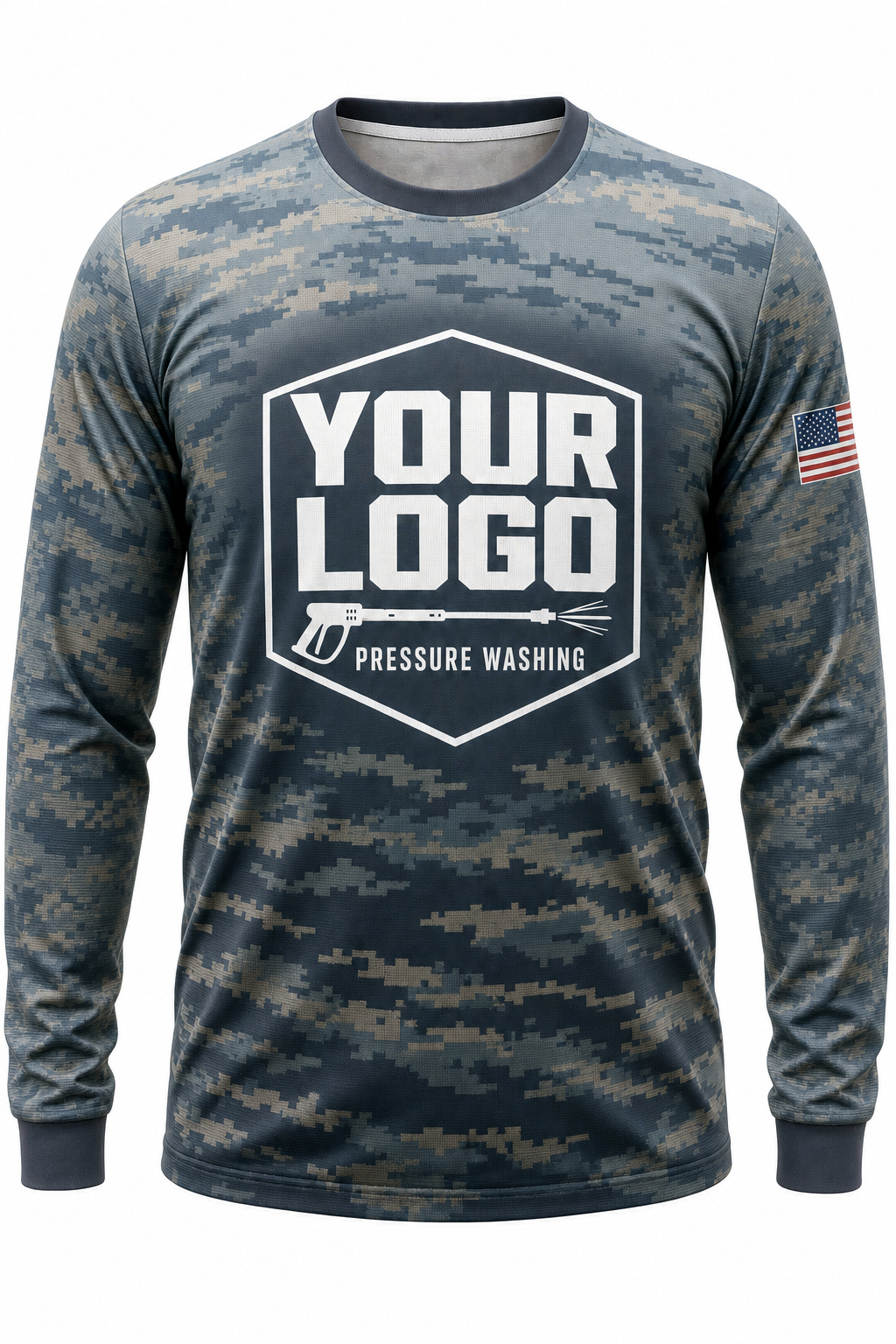 Slate Tiger Camo custom pressure washing crew uniform Long Sleeve — front