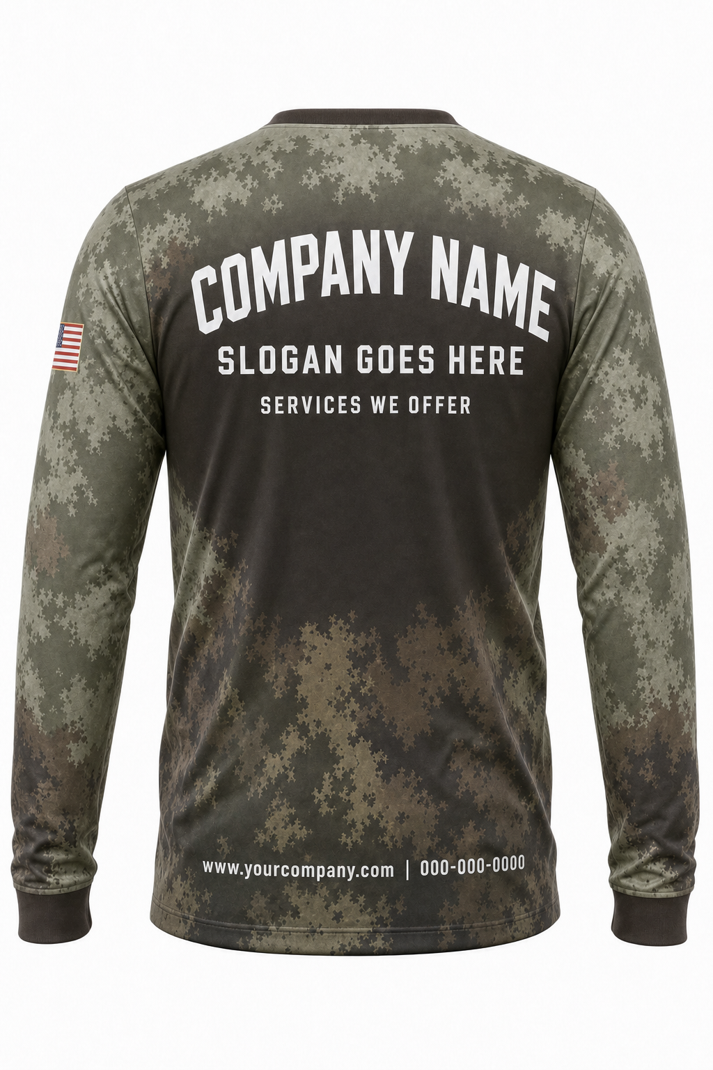 Brush Blend Camo custom pressure washing crew uniform Long Sleeve — back