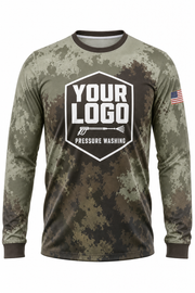 Brush Blend Camo custom pressure washing crew uniform Long Sleeve — front