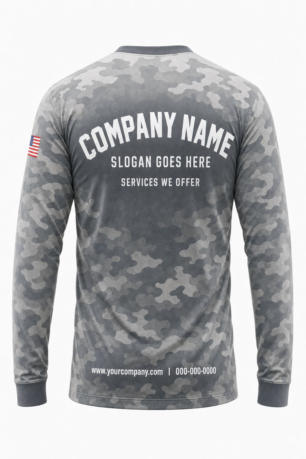Winter Overwhite Camo custom pressure washing crew uniform Long Sleeve — back