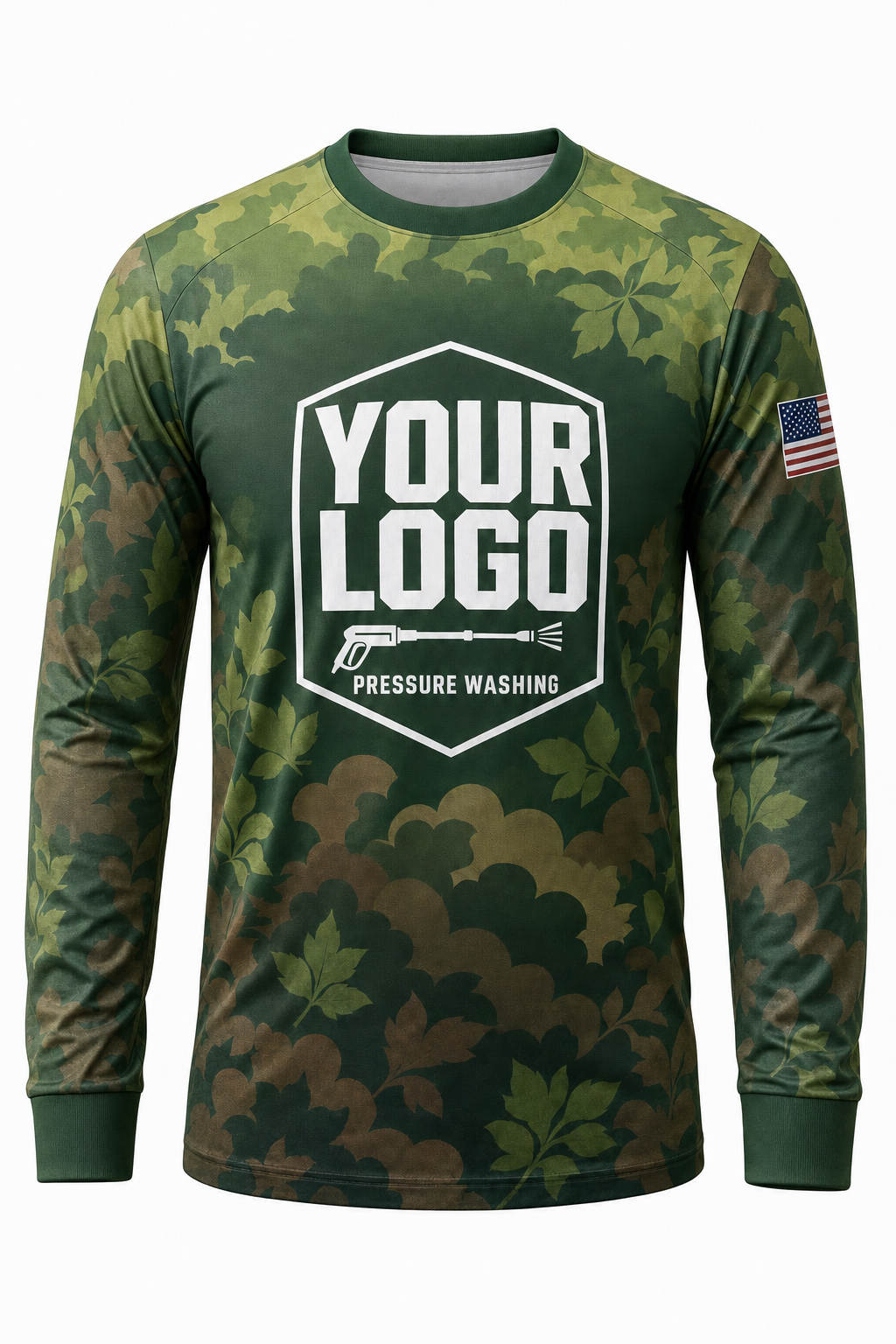 Cloud Leaf Camo custom pressure washing crew uniform Long Sleeve — front