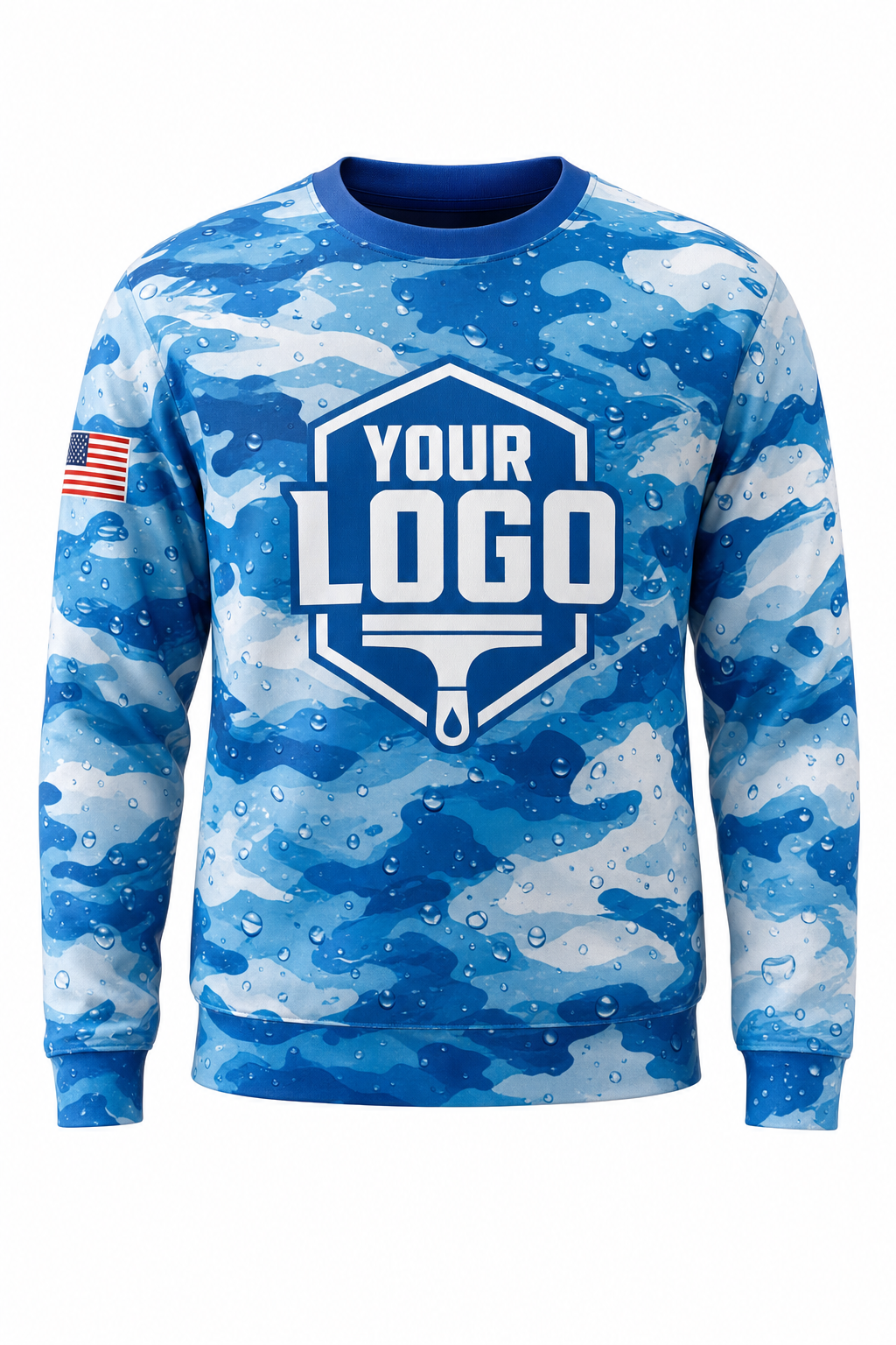 Aqua Camo custom window cleaning crew uniform sweatshirt — front (sweatshirt-front)
