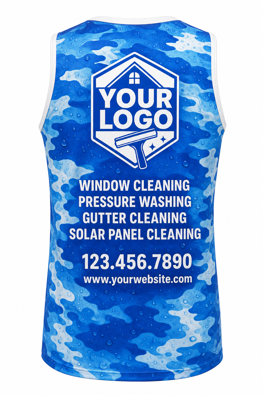 Aqua Camo custom window cleaning crew uniform Tank Top — back