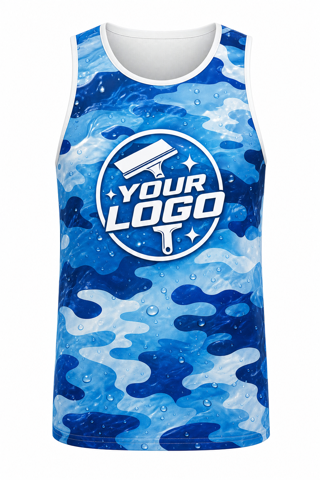 Aqua Camo custom window cleaning crew uniform Tank Top — front