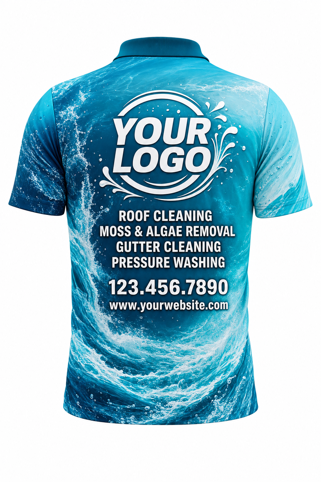 Aqua Surge custom roof cleaning & pressure washing crew uniform Polo — back