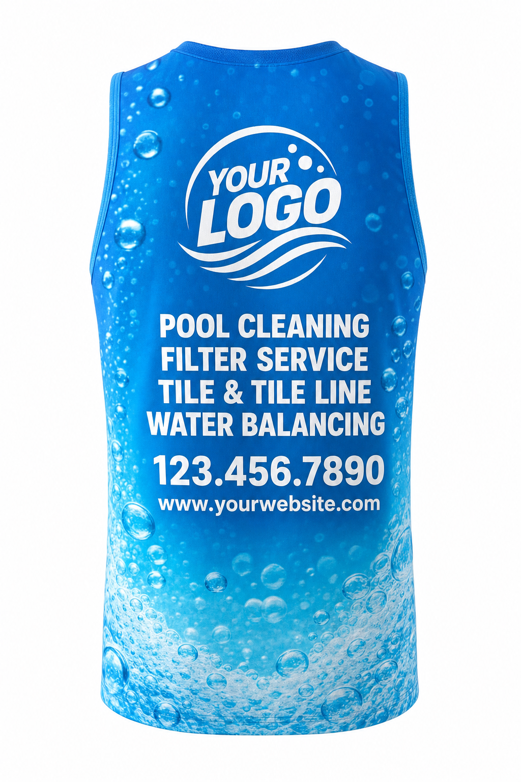 Azure Bubbles custom pool cleaning & service crew uniform Tank Top — back