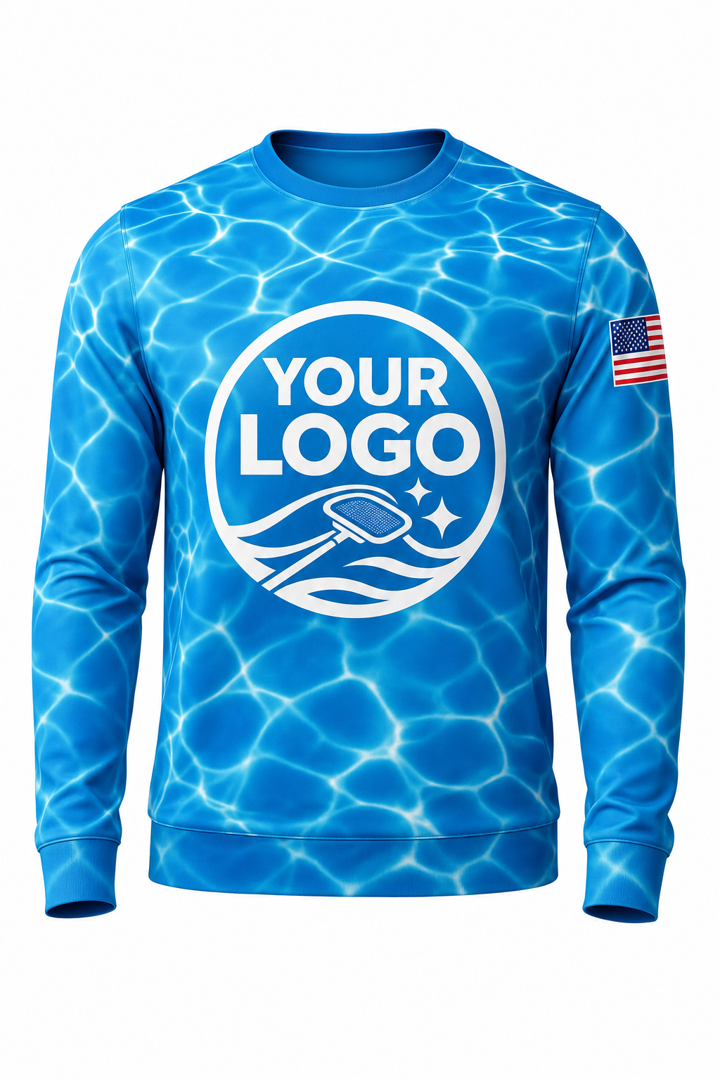 Azure Caustics custom pool cleaning crew uniform sweatshirt — front (sweatshirt-front)