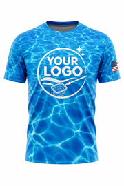 Azure Caustics custom pool cleaning crew uniform t-shirt — front (tee-front)