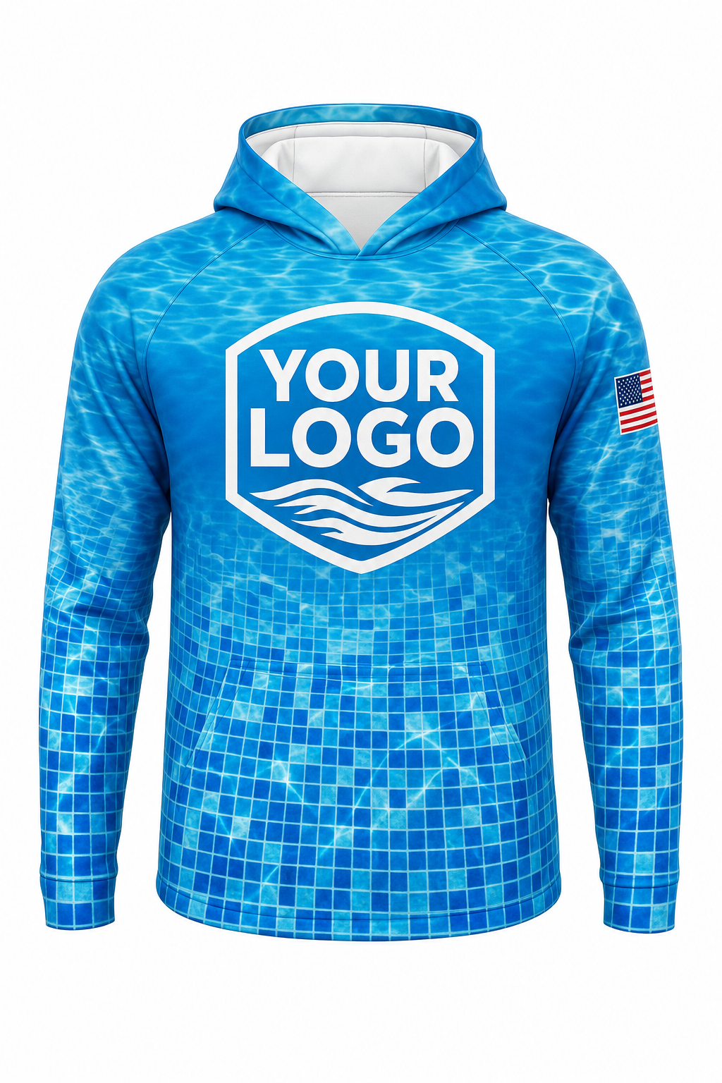 Azure Mosaic custom pool cleaning crew uniform hoodie — front (hoodie-front)