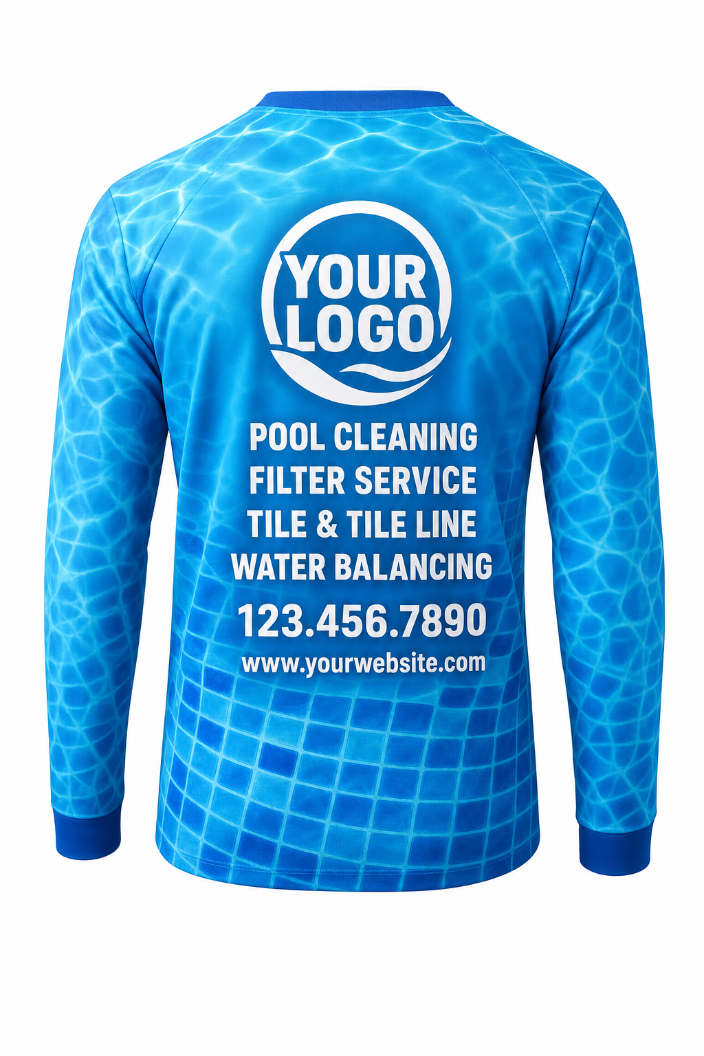 Azure Mosaic custom pool cleaning crew uniform sweatshirt — back (sweatshirt-back)