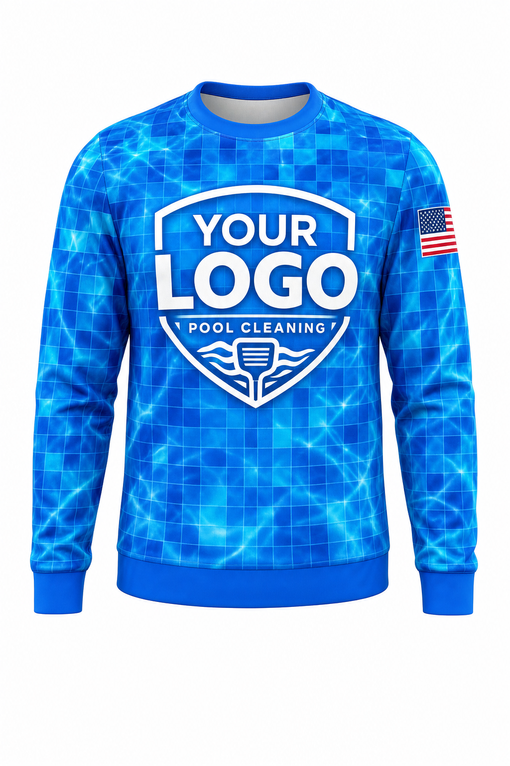 Azure Mosaic custom pool cleaning crew uniform sweatshirt — front (sweatshirt-front)