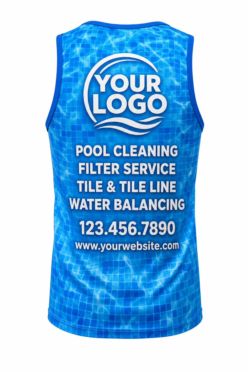 Azure Mosaic custom pool cleaning & service crew uniform Tank Top — back
