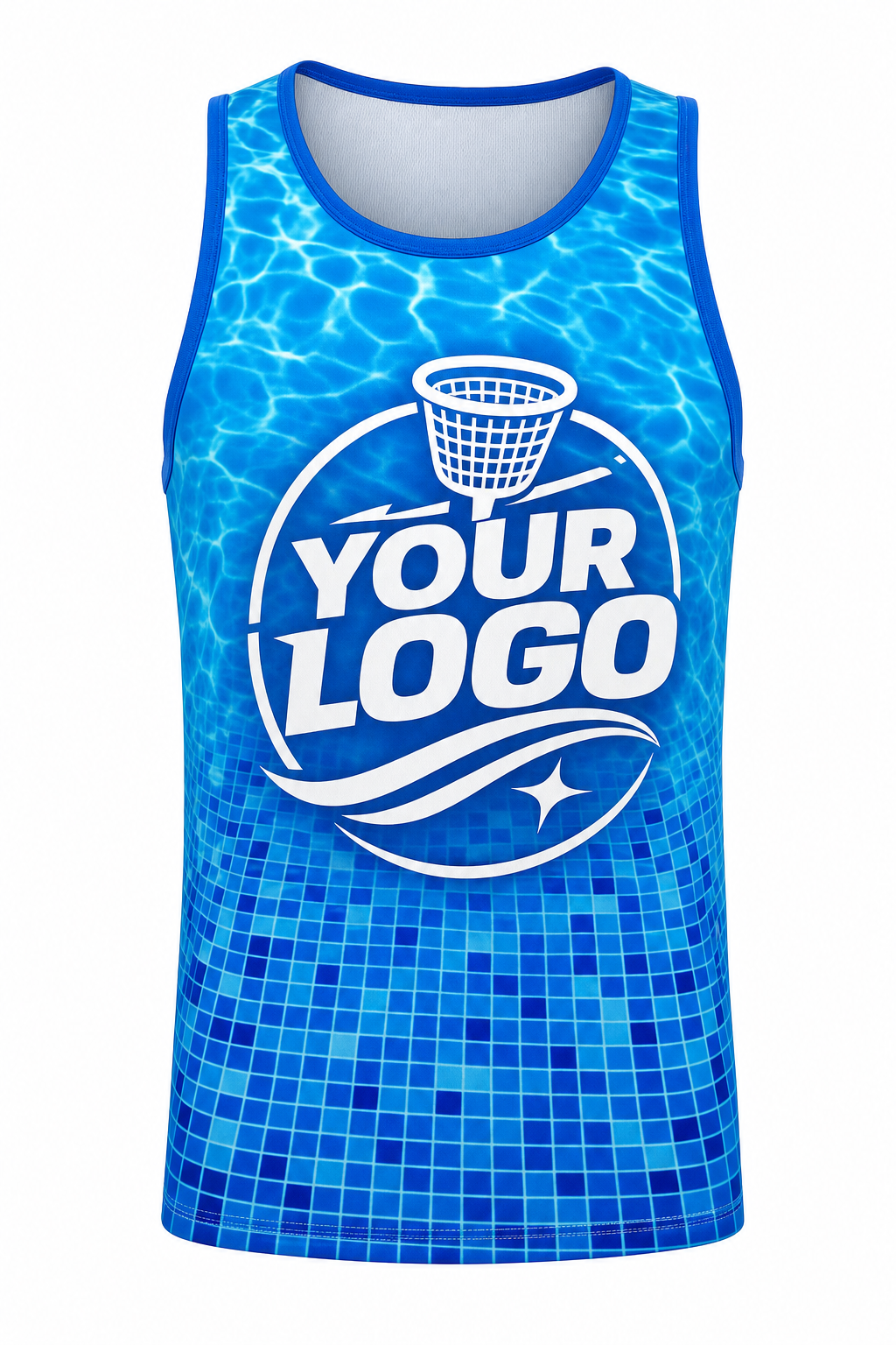 Azure Mosaic custom pool cleaning & service crew uniform Tank Top — front