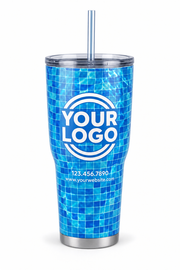 Azure Mosaic custom pool cleaning & service crew uniform Tumbler — front