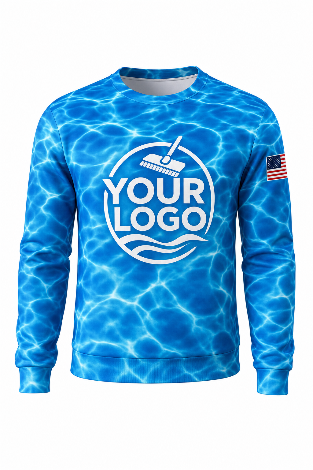 Azure Ripple custom pool cleaning crew uniform sweatshirt — front (sweatshirt-front)